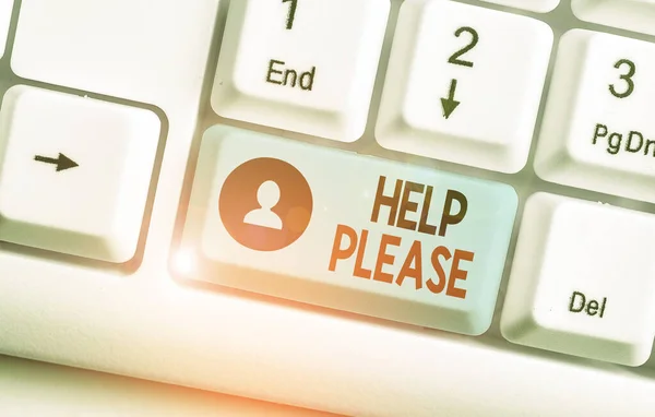 Escribir texto a mano Ayuda Por favor. Concepto significado utilizado para hacer una solicitud o demanda de ayuda a alguien . —  Fotos de Stock