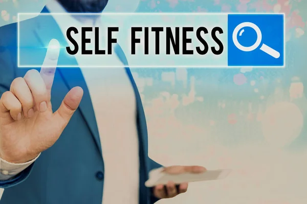 Tekst schrijven Self Fitness. Bedrijfsconcept voor de gezondheidstoestand en het welzijn en het prestatievermogen. — Stockfoto