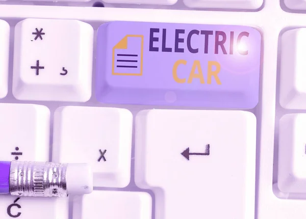 Escritura a mano conceptual que muestra el coche eléctrico. Foto comercial que muestra un automóvil propulsado por uno o más motores eléctricos . — Foto de Stock