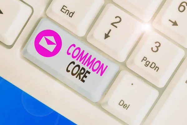 Tekst pisania słów Common Core. Koncepcja biznesowa dla zbioru standardów akademickich z matematyki i języka angielskiego. — Zdjęcie stockowe