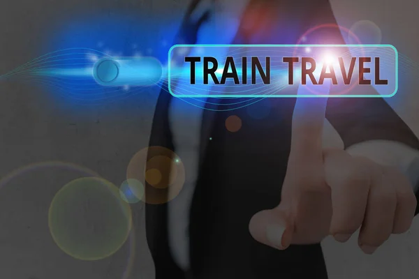 Koncepcionális kézírás, ami a Vonat Utazást mutatja. Üzleti fotó szöveg, hogy egy utazás a távolsági segítségével vasúti tranzit. — Stock Fotó