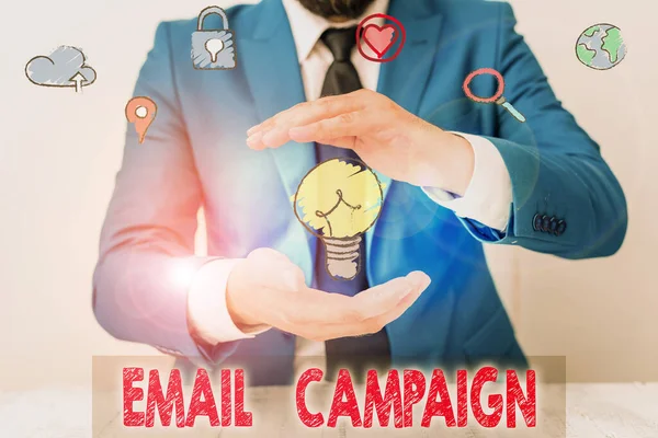 Handwriting text writing Email Campaign. Concept meaning advertisements are sent to a targeted list of recipients.