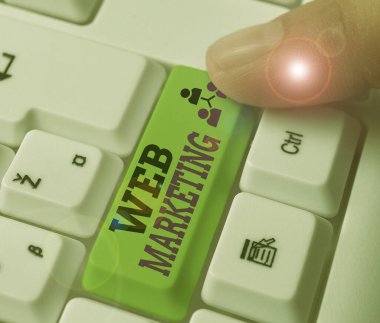 Web Pazarlama 'da el yazısı. Kavram derken işi pazarlamak için interneti kullanma süreci.