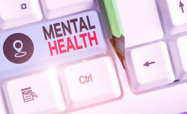 Kelime yazma Ruh Sağlığı. Bir gösterinin psikolojik refahı veya devleti için iş konsepti.