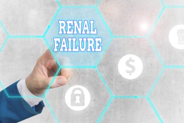 Kelime yazma Renal Failure. Böbreklerin artık çalışmadığı tıbbi durumlar için iş konsepti.