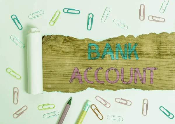 Text sign showing Bank Account. Conceptual photo Represents the funds that a customer has entrusted to the bank.