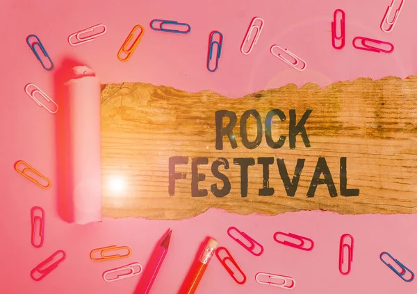 Handwriting text Rock Festival. Concept meaning Largescale rock music concert featuring heavy metals genre. — 스톡 사진