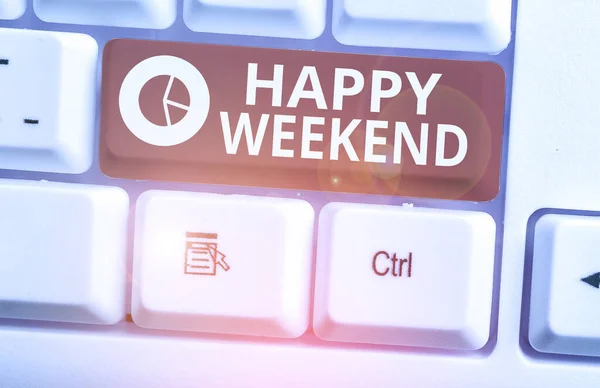 Word writing text Happy Weekend. Business concept for wishing someone to have a blissful weekend or holiday. — Stock Photo, Image