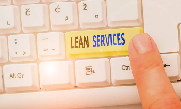 Word writing text Lean Services. Business concept for application of the lean manufacturing concept to operations.