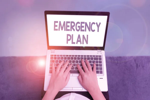 Manuscrito texto Plano de emergência. Conceito que significa curso de ação para mitigar os danos de eventos potenciais . — Fotografia de Stock