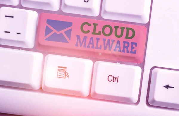 Kelime yazma yazılımı Cloud Malware. Bir bilgisayar için zararlı olan zararlı yazılım dosyası veya programı için iş konsepti. — Stok fotoğraf