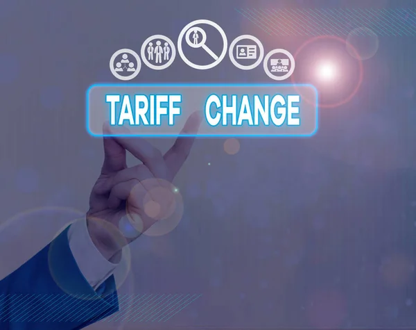 Piszę notatkę o zmianie taryfy. Prezentacja zdjęć biznesowych Zmiany w opodatkowaniu towarów i usług importowanych. — Zdjęcie stockowe