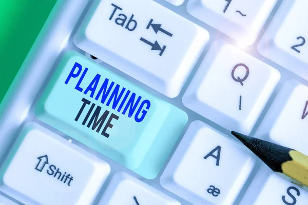 Psaní konceptuálních rukou zobrazující čas plánování. Business Photo Showcase výkon kontroly času stráveného na konkrétní činnosti. — Stock fotografie