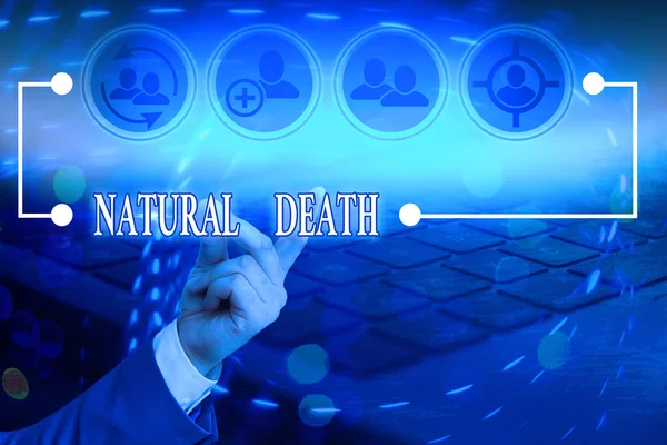 Escritura manual conceptual que muestra Muerte Natural. Texto de la foto de negocios que ocurre en el curso de la naturaleza y de causas naturales . — Foto de Stock