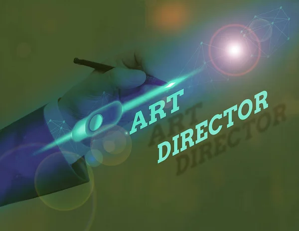 Znak tekstowy przedstawiający dyrektora art. Zdjęcie koncepcyjne odpowiedzialne za nadzór nad artystycznymi aspektami filmu. — Zdjęcie stockowe