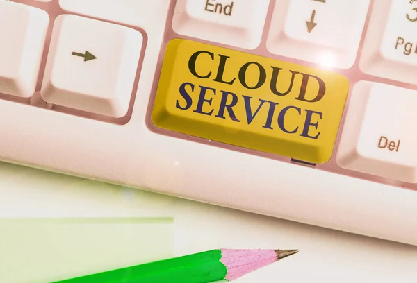 Texto para escrita de palavras Cloud Service. Conceito de negócio para refere-se à variedade de recursos fornecidos pela internet. — Fotografia de Stock