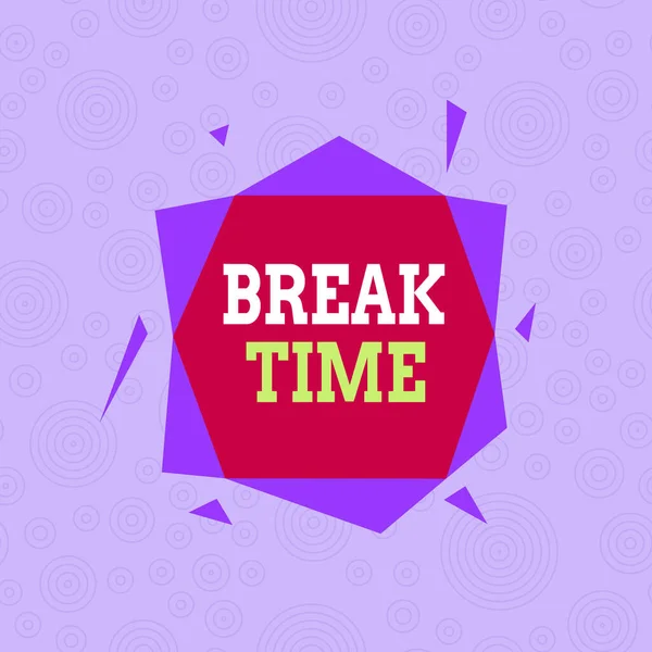 Konceptuell handstil som visar Break Time. Affärsfoto visa upp schemalagd tid när arbetarna slutar arbeta under en kort period Asymmetriskt format mönster objekt skissera flerfärgad design. — Stockfoto