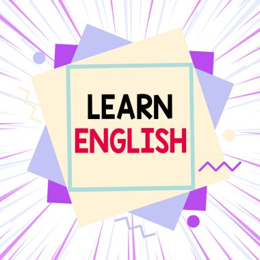 Kelime yazma metni İngilizce öğren. Yeni dilde bilgi edinmek için iş konsepti asimetrik düzensiz biçim şekli nesne ana hatlarını çoklu renk tasarımı üzerine çalışarak.