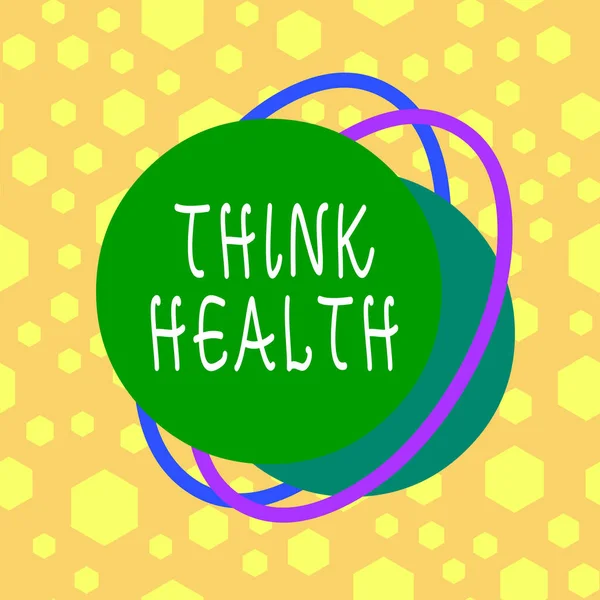 Segno di testo che mostra Think Health. Stato fotografico concettuale di completo benessere fisico mentale e sociale Formato asimmetrico irregolare sagomato sagoma oggetto contorno disegno multicolore . — Foto Stock