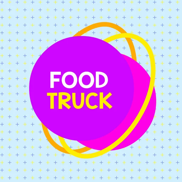 Handwriting text writing Food Truck. Concept meaning a large vehicle with facilities for cooking and selling food Asymmetrical uneven shaped format pattern object outline multicolour design. — Stock Photo, Image