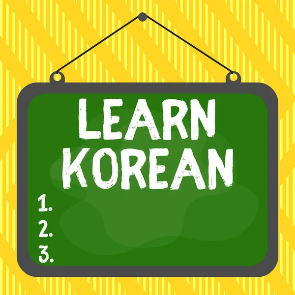 Scrittura di parole Impara il coreano. Concetto di business per acquisire conoscenze o abilità nel parlare e scrivere Lingua coreana Formato asimmetrico irregolare modello oggetto contorno disegno multicolore . — Foto Stock
