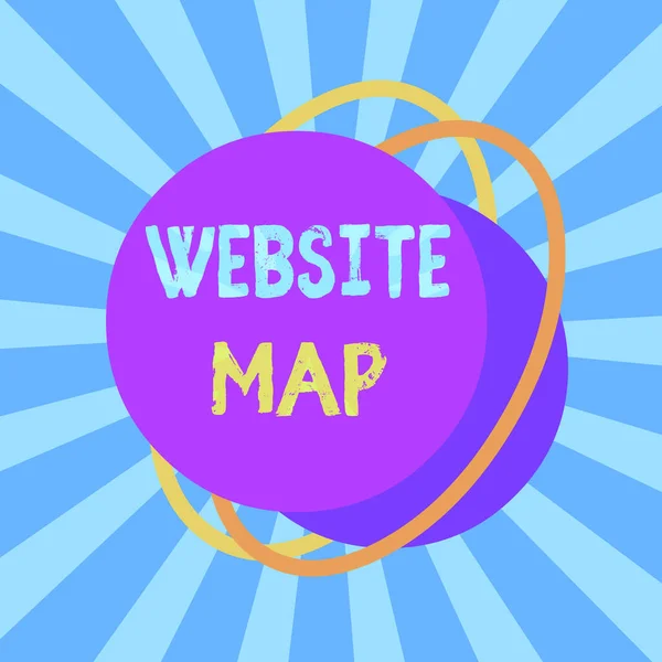 Signo de texto que muestra Mapa del sitio web. Foto conceptual diseñada para ayudar tanto a los usuarios como a los motores de búsqueda a navegar por el sitio . —  Fotos de Stock