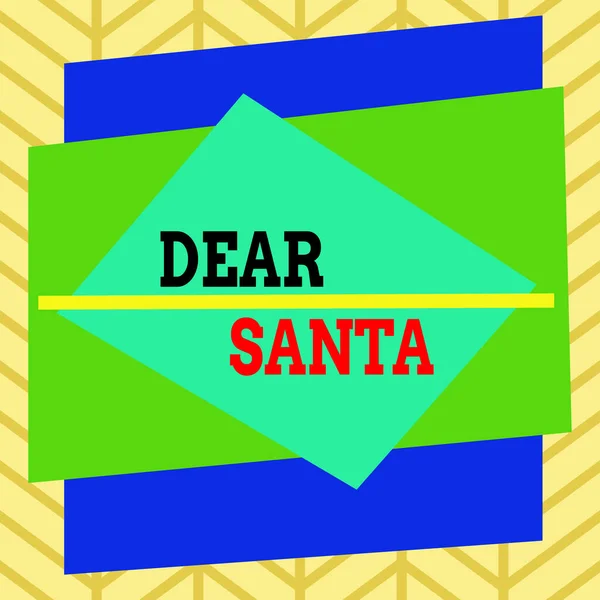 Escritura de texto a mano Querido Santa. Concepto que significa carta destinada a Santa Claus escrita por los niños durante la Navidad asimétrica de formato desigual patrón objeto contorno diseño multicolor . —  Fotos de Stock