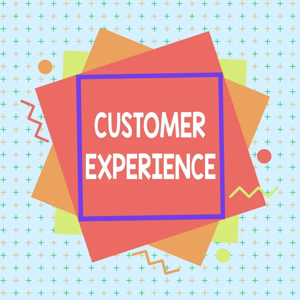 Texto de caligrafia Customer Experience. Conceito significado produto da interação entre organização e comprador Formato assimétrico desigual formato padrão objeto esboço design multicolorido . — Fotografia de Stock