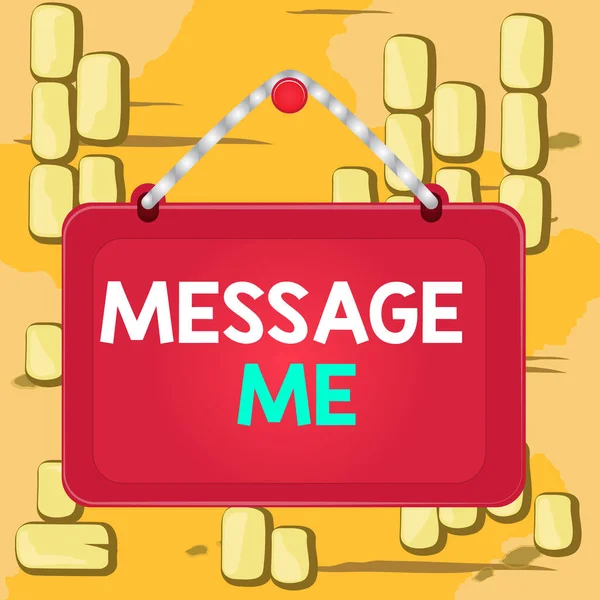 Üzenetet írok. Üzleti koncepció Megkérni valakit, hogy küldjön Önnek egy rövid szöveget egy mobil eszköz fórumon rögzített köröm keret csíkos színes háttér téglalap panel. — Stock Fotó