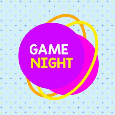 Handwriting text writing Game Night. Concept meaning usually its called on adult play dates like poker with friends Asymmetrical uneven shaped format pattern object outline multicolour design. clipart