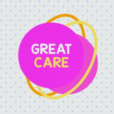 Harika Bakım 'ın el yazısı. Büyük ya da aşırı özenli ya da şefkatli birine yaklaşmak anlamına gelir. Asimetrik biçimsiz biçim desenli nesne çok renkli tasarımı.