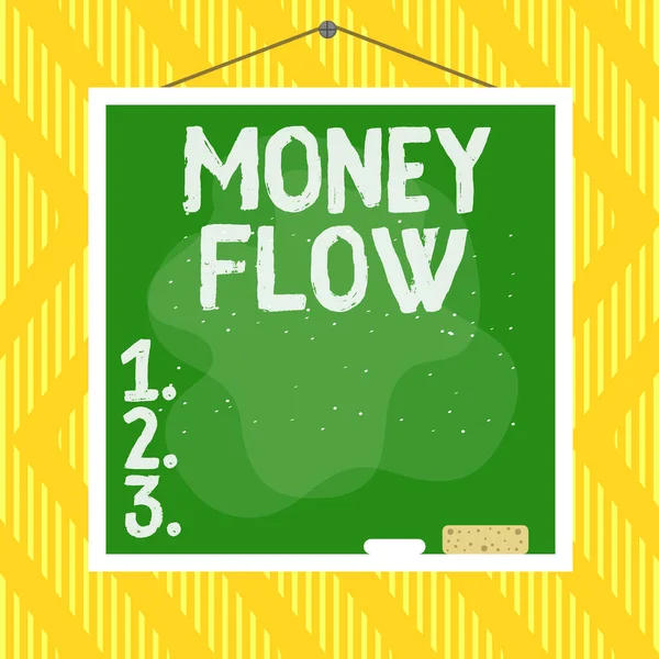 Szövegírás Money Flow. Üzleti koncepció a pénz összegének növelésére vagy csökkentésére egy vállalkozás aszimmetrikus egyenetlen alakú formátum minta objektum körvonalazódik többszínű design. — Stock Fotó