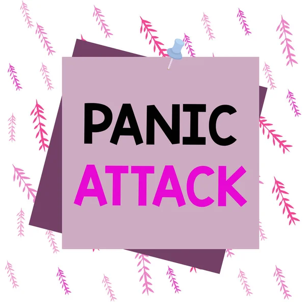 手書きテキスト作成｜Panic Attack.概念的な意味激しい恐怖の突然の期間は、動悸が含まれる場合がありますリマインダーの色の背景のサムタックメモ添付オフィスピン広場. — ストック写真