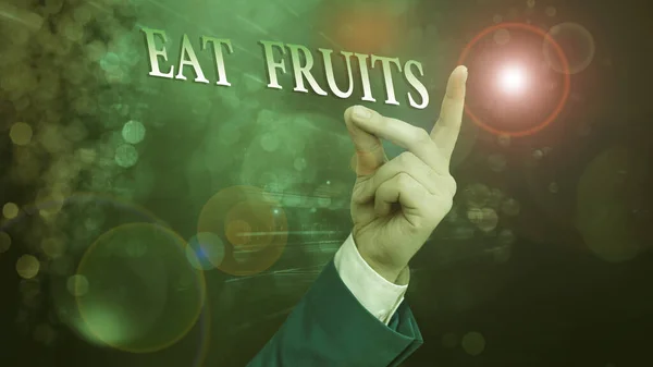 Word writing text Eat Fruits. Business concept for consume any product of plant growth useful to humans or animals. — Stockfoto