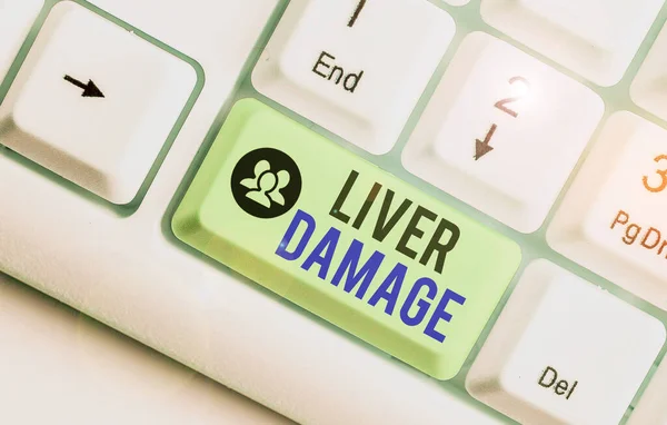 Text sign showing Liver Damage. Conceptual photo damage to the liver and its function due to alcohol abuse.