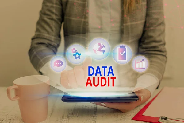 Word writing text Data Audit. Business concept for auditing of data to assess its quality for a specific purpose.