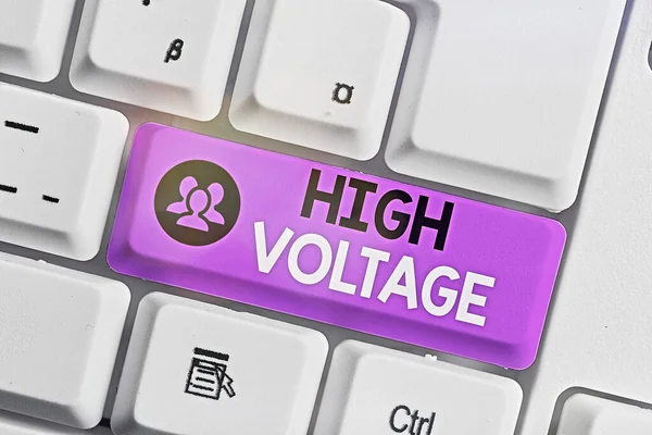 Writing note showing High Voltage. Business photo showcasing an electrical potential large enough to cause injury or damage. — Stock Photo, Image