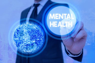 Kelime yazma Ruh Sağlığı. Nasa tarafından desteklenen bu görüntünün elementleri psikolojik olarak iyi durumdaki gösteriler için iş konsepti.