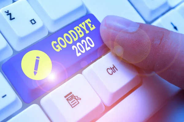 Word skrift text Good Bye 2020. Affärsidé för att uttrycka goda önskningar vid skilsmässa eller i slutet av förra året. — Stockfoto
