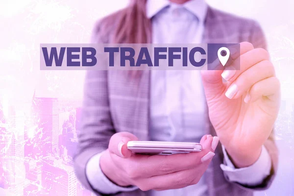 Web trafiğini gösteren mesaj işareti. Bir web sitesine ziyaretçiler tarafından gönderilen ve alınan veri miktarı kavramsal fotoğraf. — Stok fotoğraf