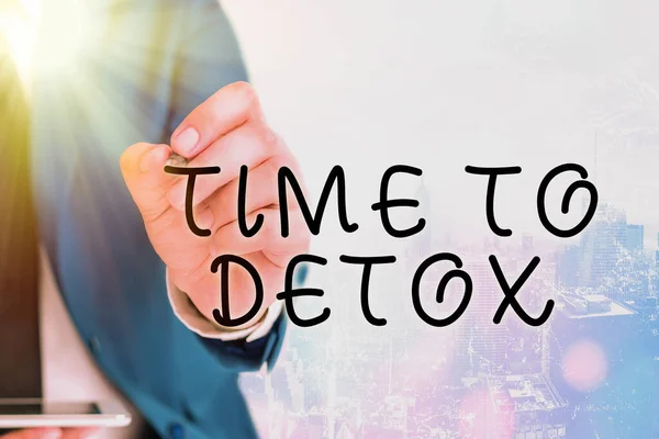 Word writing text Time To Detox. Business concept for when you purify your body of toxins or stop consuming drug. — 스톡 사진