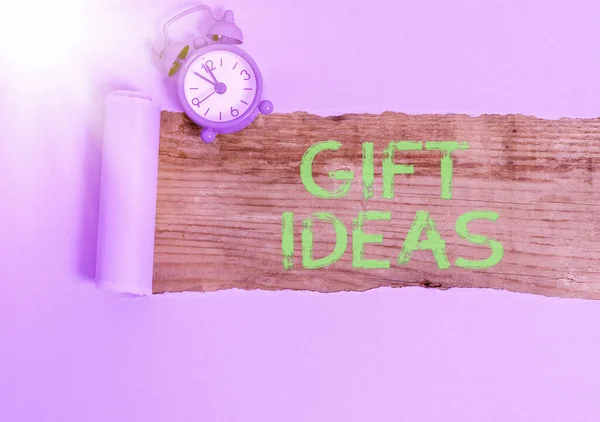 Texto de escritura de palabras Ideas de regalos. Concepto de negocio para un pensamiento o sugerencia para dar un regalo a alguien . — Foto de Stock