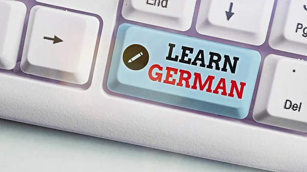 Conceptual hand writing showing Learn German. Business photo text get knowledge or skill in speaking and writing German language.