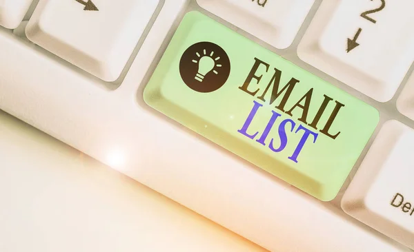 Writing note showing Email List. Business photo showcasing widespread distribution of information to many Internet users.
