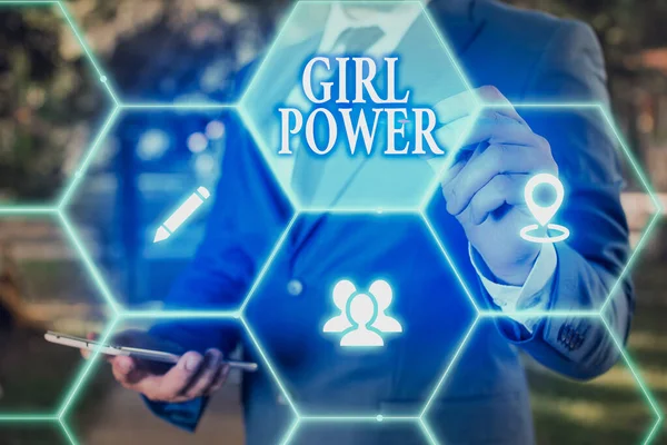 Ecriture conceptuelle montrant Girl Power. Business photo texte affirmation de soi et confiance en soi démontrée par les filles ou les jeunes femmes . — Photo