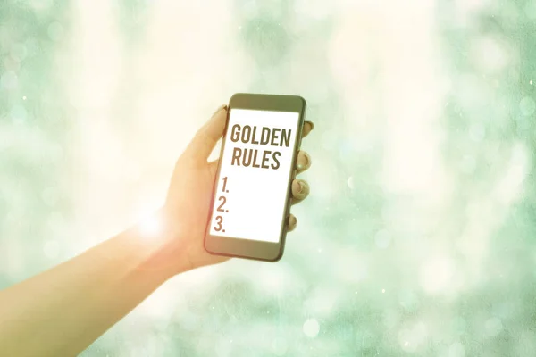 Word writing text Golden Rules. Business concept for basic principle that should always follow to ensure success. — Stock Photo, Image