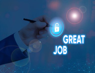 Kelime yazma metin Great Job. Çok iyi yapmış bir şey için birini öven kullanılan iş konsepti.