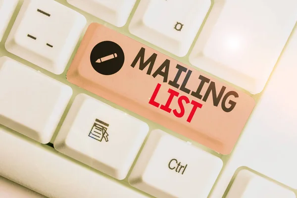 Word writing text Mailing List. Business concept for list of showing who subscribe to a periodic mailing distribution.