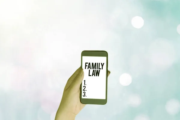 Testo di scrittura di parole Diritto di famiglia. Concetto di business per il ramo del diritto che si occupa di questioni relative alla famiglia . — Foto Stock