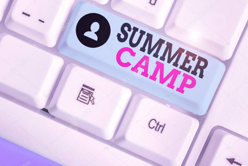 Conceptual hand writing showing Summer Camp. Business photo text supervised program for children conducted during the summer.